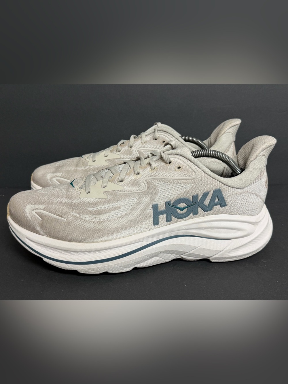 HOKA One One Clifton 10 Men's Running Shoes 11.5S Putty Grout Gray BARELY WORN